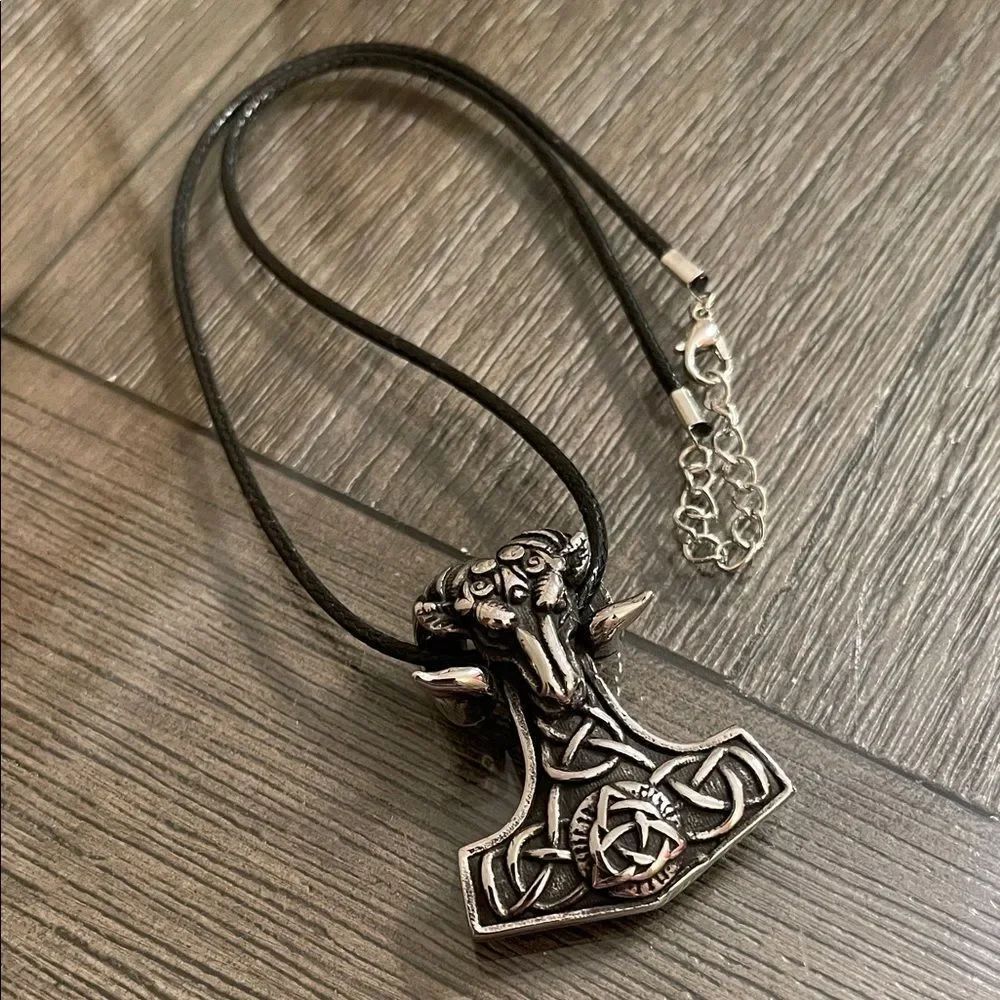 Thor's Hammer Mjolnir Goat - Ram Necklace